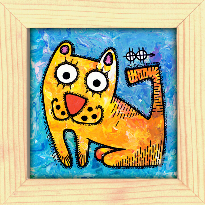 Kitty #12 绘画, 4.7x4.7 in