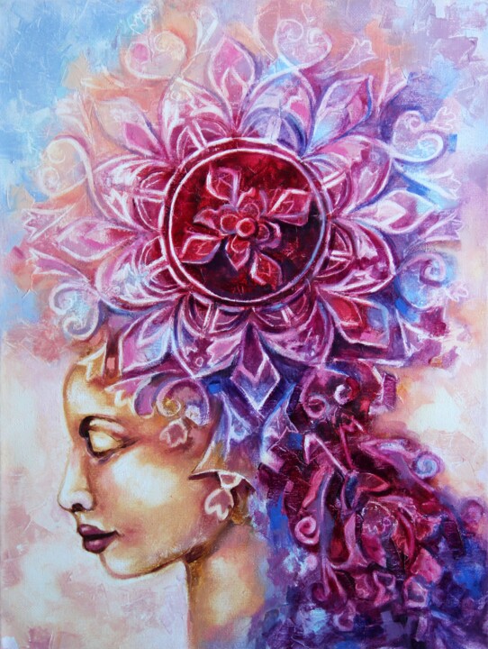 Female image Modern art in the style boho art dream fairy 绘画, 16x12 in