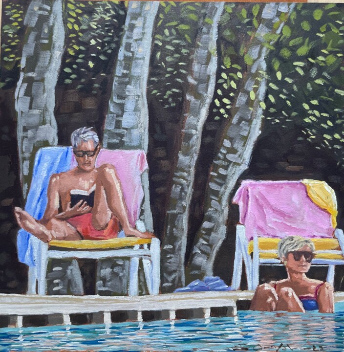 Painting titled "People01" by Vito Consalvo, Original Artwork, Oil Mounted on Wood Panel