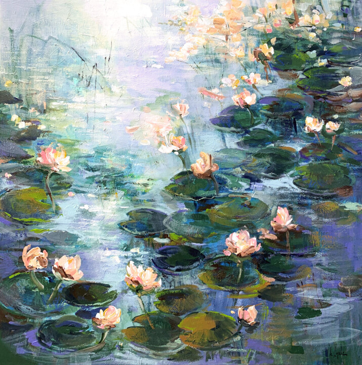 Lily pond 绘画, 39.4x39.4 in