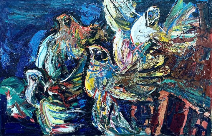 Pigeons 绘画, 31.5x47.2 in