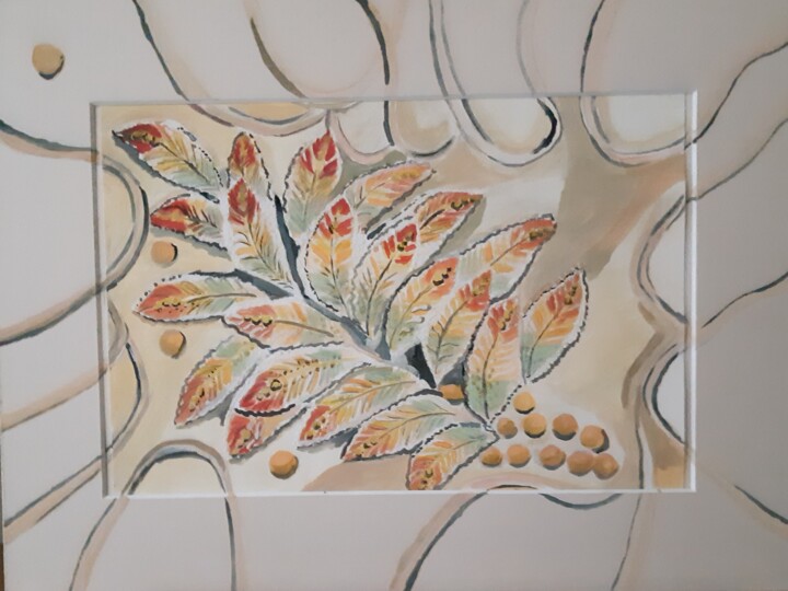 Sparkle Leave Painting, 11.8x15.9 in