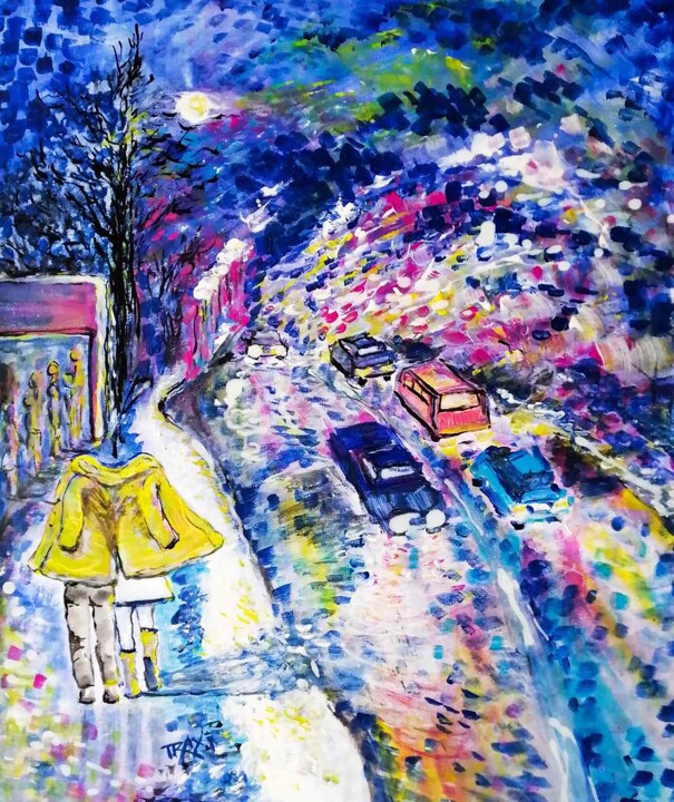 Romantic Painting: Love in the City - Urban Romance 绘画, 23.6x19.7 in