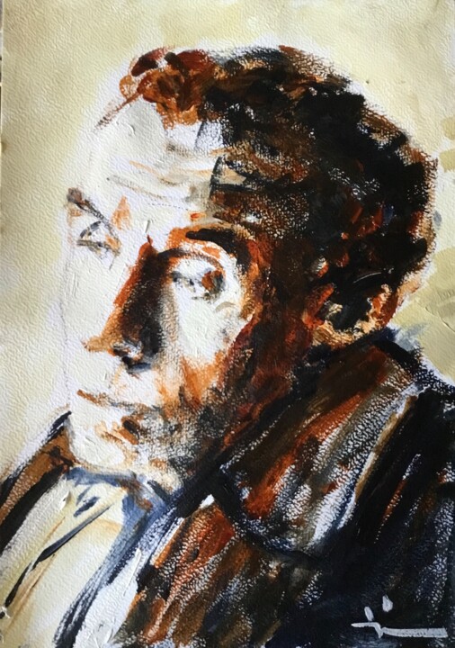 Un Portrait De Louis-Ferdinand Céline 绘画, 11.4x8.3 in