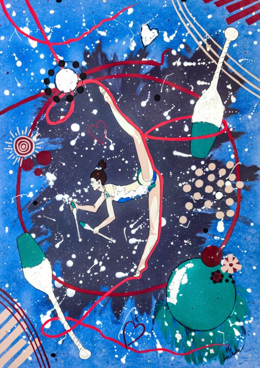 GYMNAST - acrylic, women, people, olimpic, sport Painting 绘画, 23.2x16.5 in