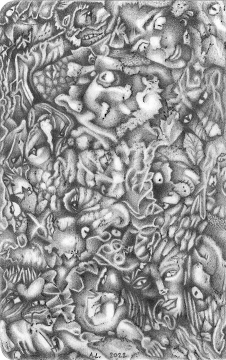 Drawing titled "ÉCORCES 2" by Anne Langérôme, Original Artwork, Graphite