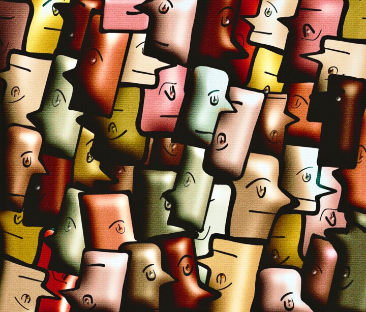 People going and reflecting 数字艺术