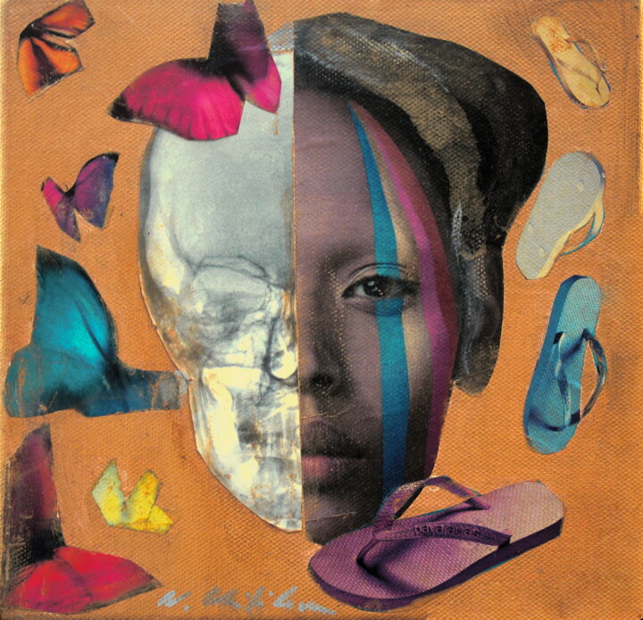 Collages intitulée "La Jeune fille et l…" par Nathalia Chipilova, Œuvre d'art originale, Acrylique Monté sur Châssis en bois