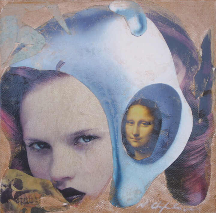 Collages intitulée "The Look" par Nathalia Chipilova, Œuvre d'art originale, Acrylique Monté sur Châssis en bois