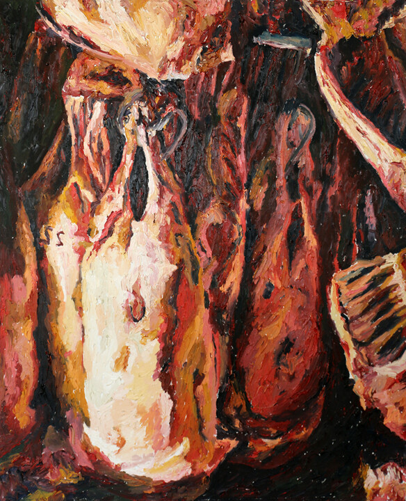 meat after chaim soutine and rembrandt still life 绘画, 39.4x31.9 in