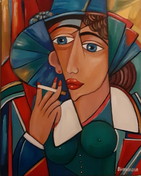 Femme réflechie 绘画, 19.7x15.8 in