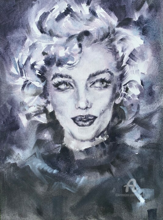 Black & white cinema.Marilyn. #2 绘画, 15x11 in