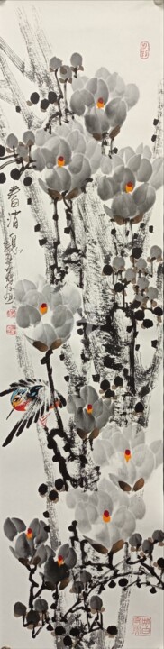 Painting titled "Spring message 春消息…" by Dayou Lu, Original Artwork, Pigments