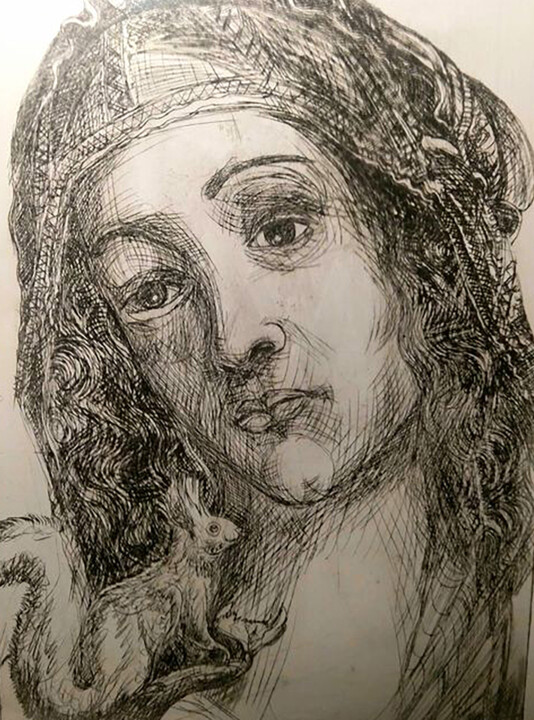 Madone à l'écureuil 印花与版画, 9.8x7.9 in