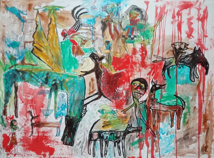 「Synergy」というタイトルの絵画 Leo Budhiによって, オリジナルのアートワーク, アクリル