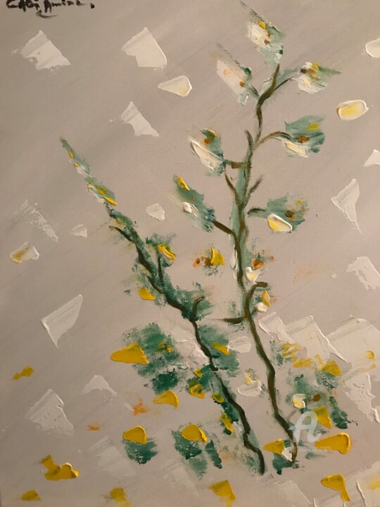 Peinture intitulée "Tiges Joyeuses" par Amine Cadi, Œuvre d'art originale, Acrylique Monté sur Châssis en bois