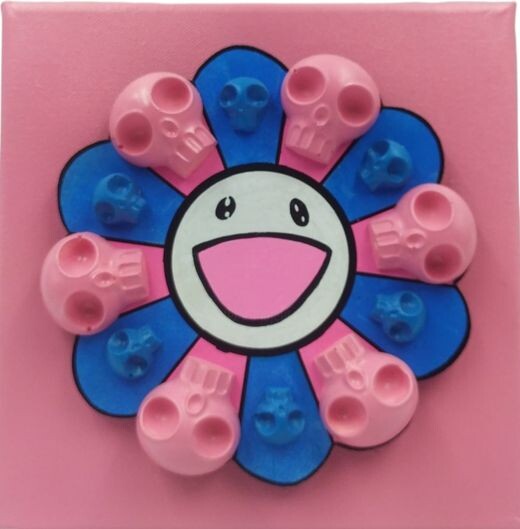 FLOWERskull 雕塑, 7.9x7.9 in