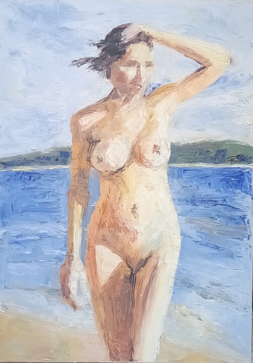 Peinture intitulée "Γυμνό 6" par Athanasios Ksagaras, Œuvre d'art originale, Huile Monté sur Châssis en bois