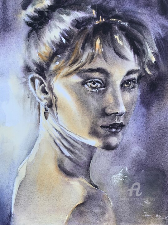 Black & white cinema. Giselle 绘画, 15x10.6 in