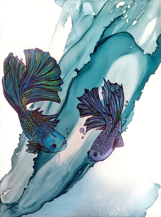 Something is fishy 绘画, 12x9 in