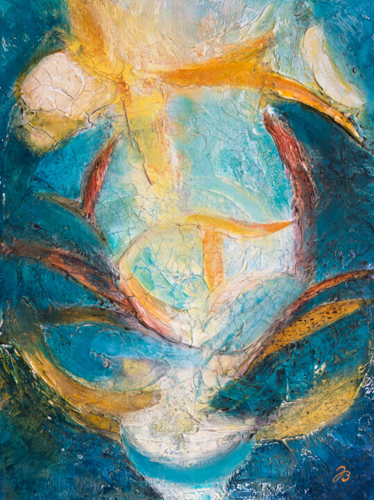 Malerei mit dem Titel "Franziskus di Assisi" von Jutta Blühberger, Original-Kunstwerk, Pigmente