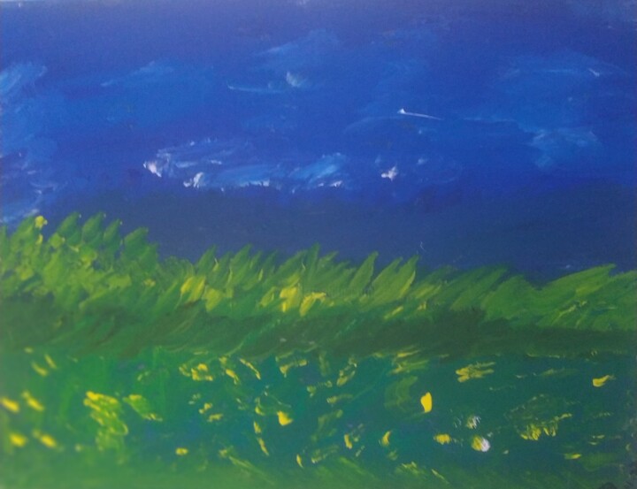 Collages titled "verde campa" by Maia Del Carmen Mejuto Castiñeira, Original Artwork, Fabric