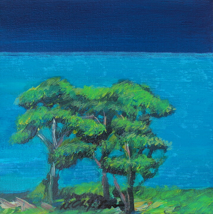 Peinture intitulée "Pins Parasol, Médit…" par Nathalia Chipilova, Œuvre d'art originale, Acrylique Monté sur Châssis en bois