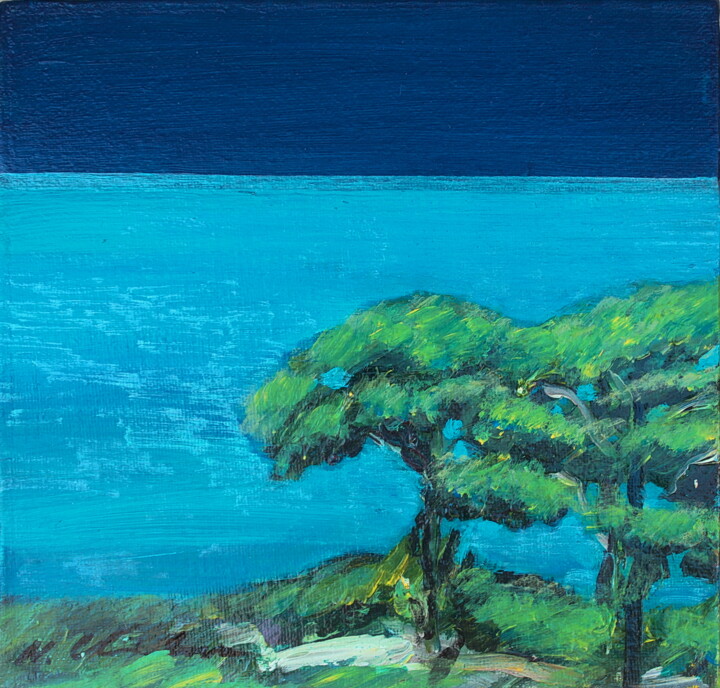 Peinture intitulée "Pins Parasol, Médit…" par Nathalia Chipilova, Œuvre d'art originale, Acrylique Monté sur Châssis en bois