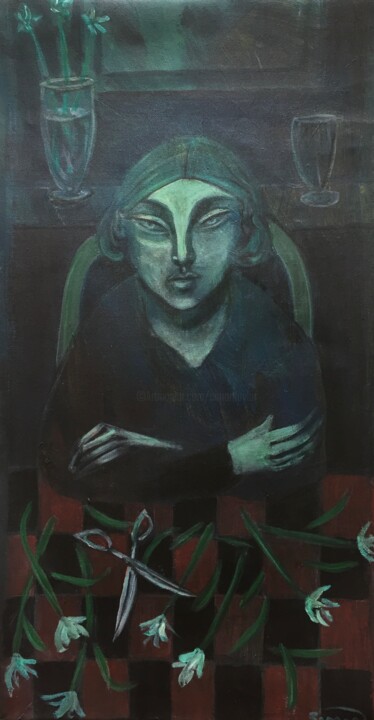 Painting titled "scissors" by Simon Taylor, Original Artwork, Acrylic