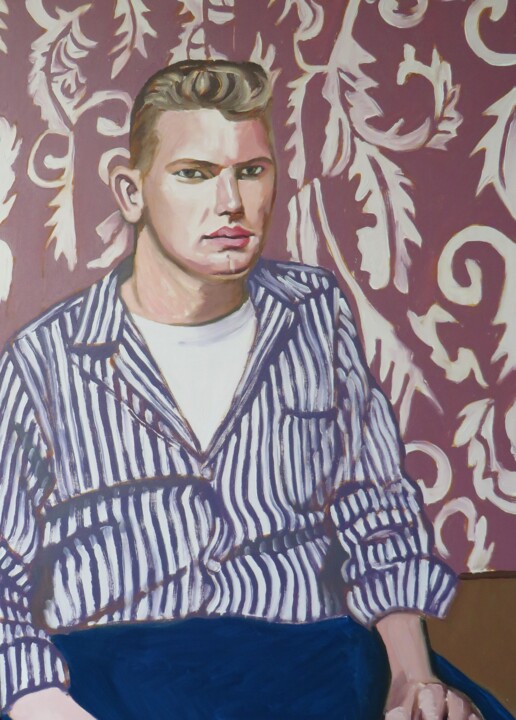 man in a striped shirt 绘画, 27.6x19.7 in