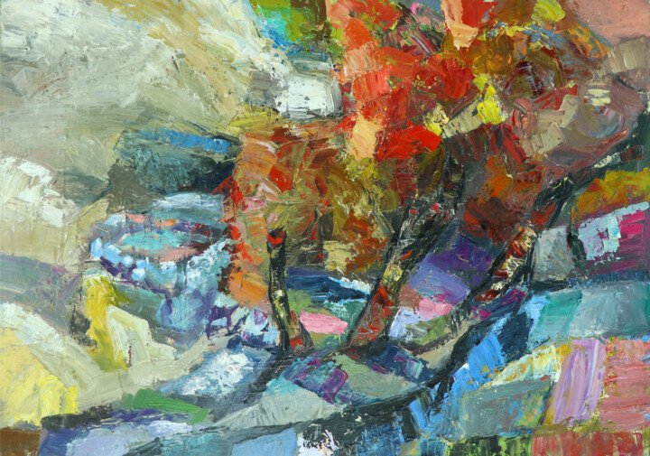 Colorful Autumn Trees 绘画, 19.7x27.6 in