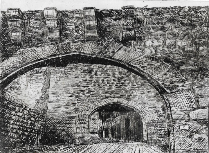 Portes à Saint Bonnet le Château Printmaking, 5.9x7.9 in