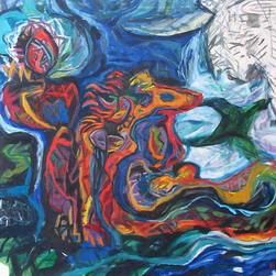 Painting titled "Entering" by Jelena Djokic, Original Artwork, Oil