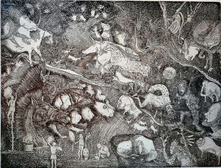 Vie antérieure, nos anciens, créateurs de l'art Printmaking, 11.8x15.8 in