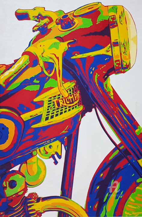 TRIUMPH MOTORBIKES 绘画, 48x32 in