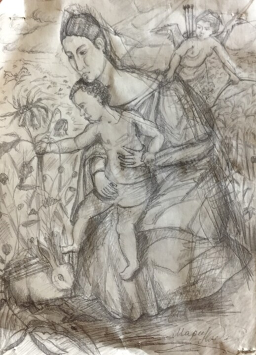 Иисус во младенчестве 绘画, 23.6x27.6 in
