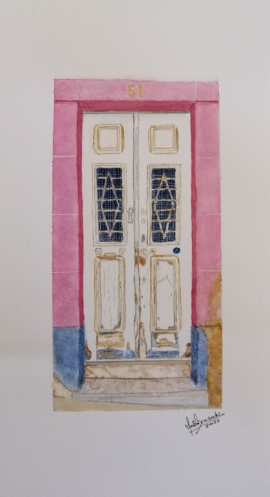 Painting titled "A Beleza do Antigo…" by Inês Dourado, Original Artwork, Watercolor