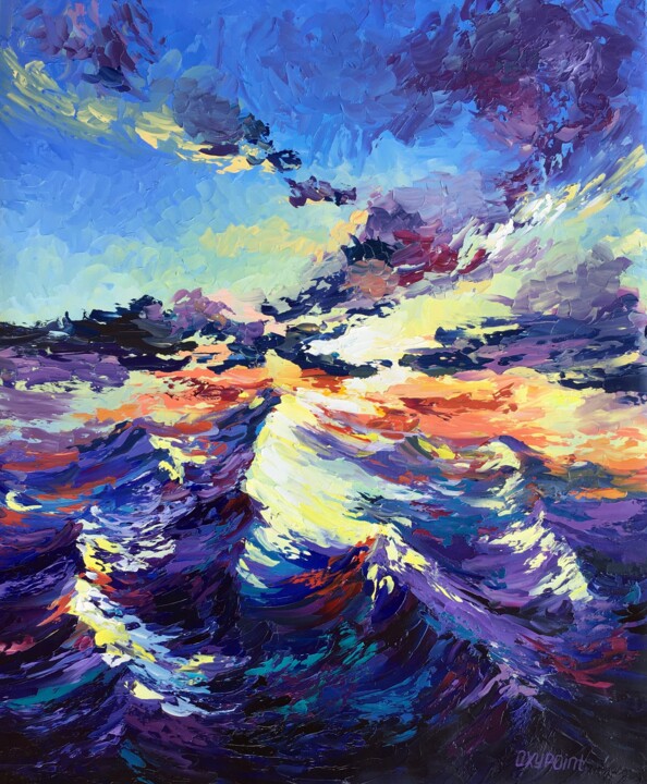 "The sun is setting" 绘画, 23.6x19.7 in