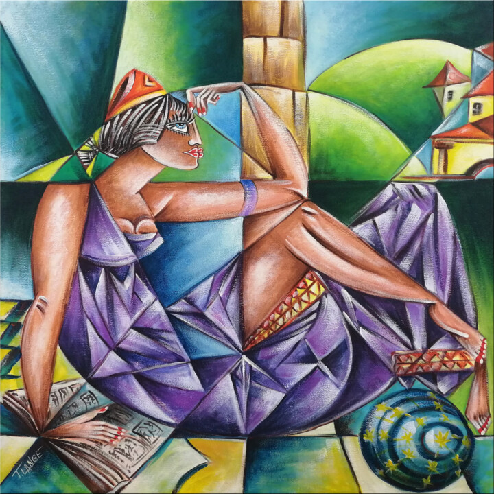 Pittura intitolato "Woman Chillout #M128" da Thomas Lange, Opera d'arte originale, Olio Montato su Telaio per barella in leg…