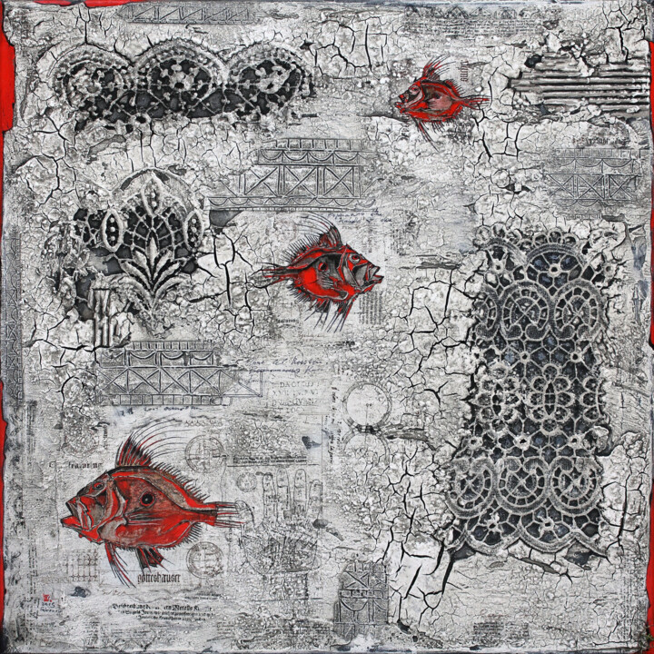 Aquarium, original painting, Unikat 绘画, 23.6x23.6 in