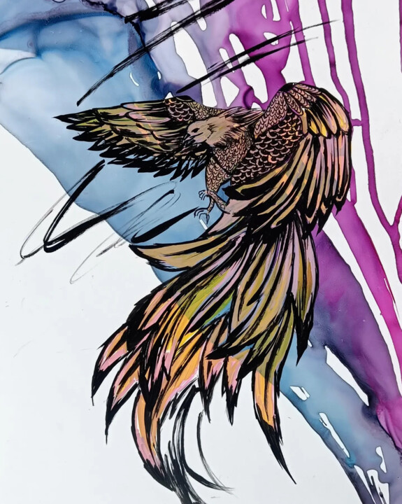 Hope- rising like a phoenix 绘画, 12x9 in
