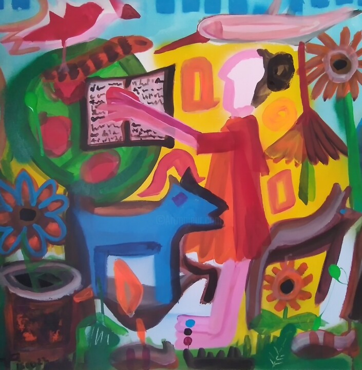 Ler nas árvores 绘画, 19.7x19.7 in