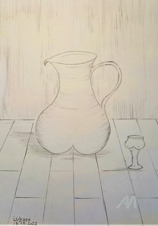 La jarra y el vaso 图画, 16.1x11.8 in