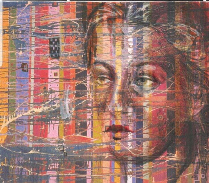 图画 标题为“woman and busy city” 由Nafiseh Jafary, 原创艺术品, 铅笔