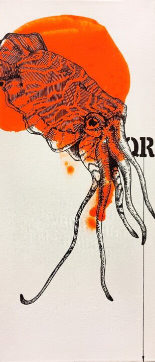 Offended squid 绘画, 21.7x9.8 in