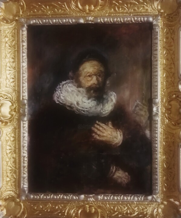 Inspiré de Rembrandt, Portrait d'un Noble Naufragé 图画, 17.7x15 in