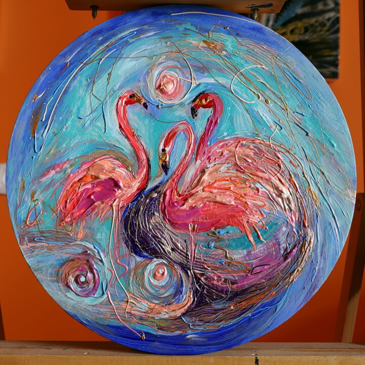 Painting titled "Totem series #8. Da…" by Elena Kotliarker, Original Artwork, Acrylic Mounted on Wood Stretcher frame