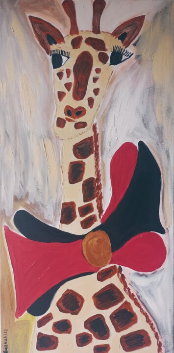 Gorgeous giraffe/ Merveilleuse girafe 绘画, 31.5x15.8 in