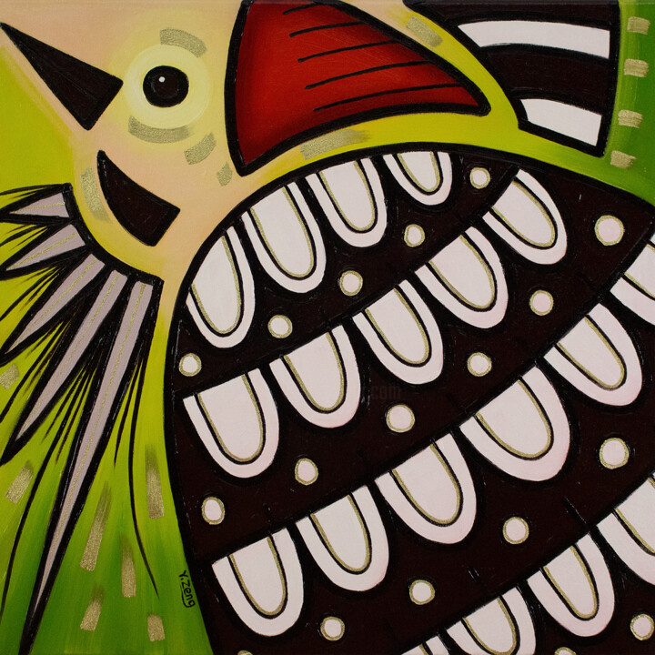 Backyard birds Woodpecker 绘画, 20x20 in