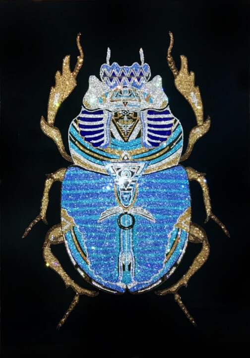 Жук скарабей / Scarab beetle Swarovski 绘画, 39.4x27.6 in